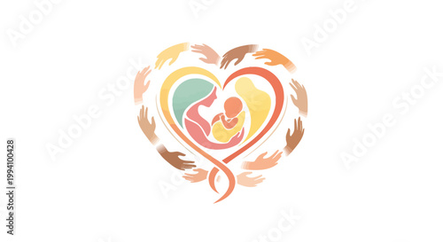 Mother holding baby in heart.