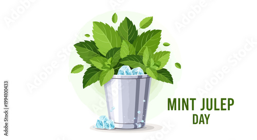 Mint Julep Drink in Silver Cup.