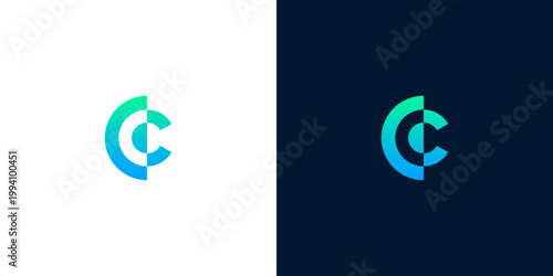 Modern abstract letter C logo with a vibrant blue and green gradient, symbolizing connection, innovation, and forward-thinking digital solutions for brand identity