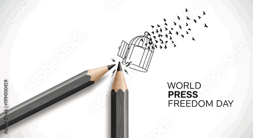 Pencils Breaking Free From Cage Symbol.