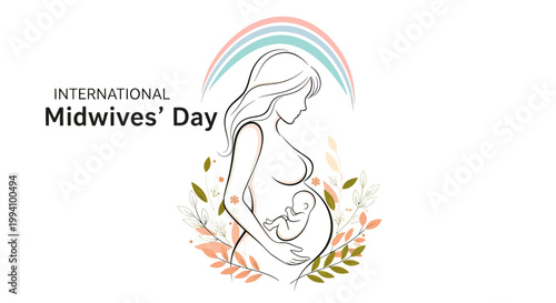 Pregnant woman with long hair profile.