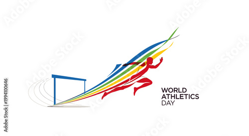 Runner jumping over hurdle fast.