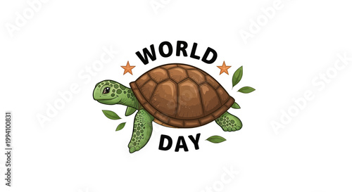 Turtle World Day Cartoon Illustration.