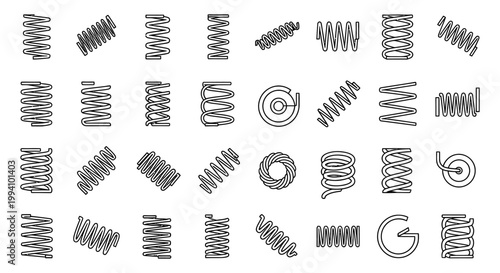 collection of various spring coil designs industrial components and engineering elements