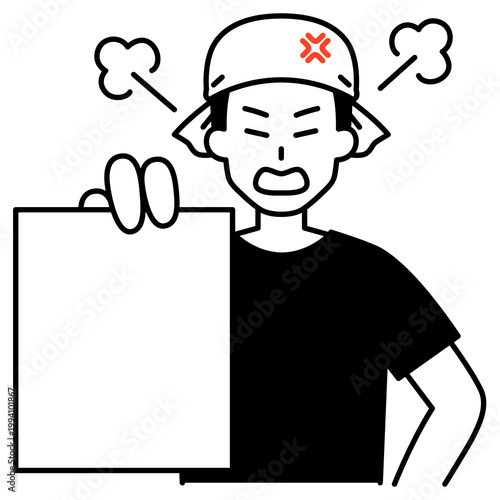 書類を見せて怒る居酒屋の男性店員