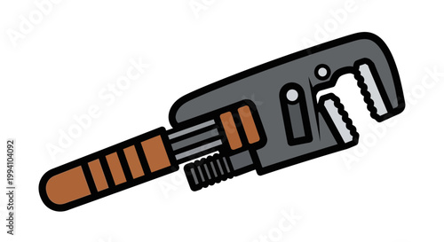 Adjustable wrench with orange handle.