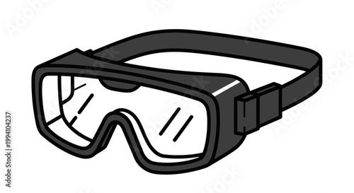 Black swimming goggles with clear lenses.
