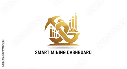 Golden Smart Mining Dashboard Logo with Cryptocurrency Charts.