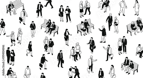isometric business people vector pattern showing a crowd networking a seamless background of a professional community