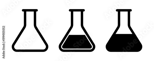 Simple vector illustration of test tubes with colored liquid for chemistry laboratory and scientific use isolated on white background