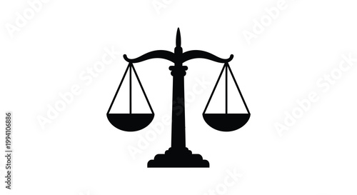A black silhouette of scales representing justice and balanced decision making silhouette