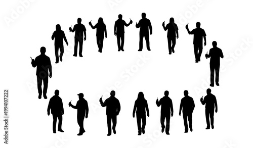 Silhouettes of people with drinks in minimal grunge style vector collection isolated on white