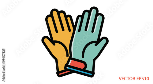 Hands Wearing Colorful Gloves Together.