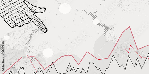 A pointing hand indicates a fluctuating graph with rising trends