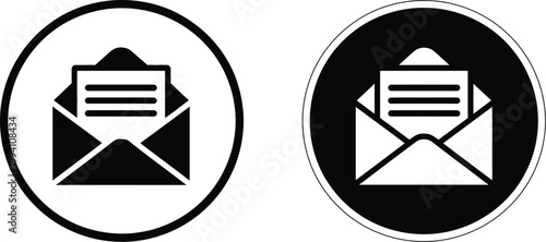 Email icons set, modern digital communication and messaging symbols representing mail notification send receive and online correspondence interface design.