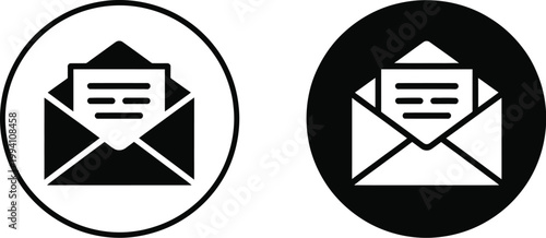 Email icons set, minimalist modern email and messaging icons for digital communication inbox send and receive mail UI UX design elements.