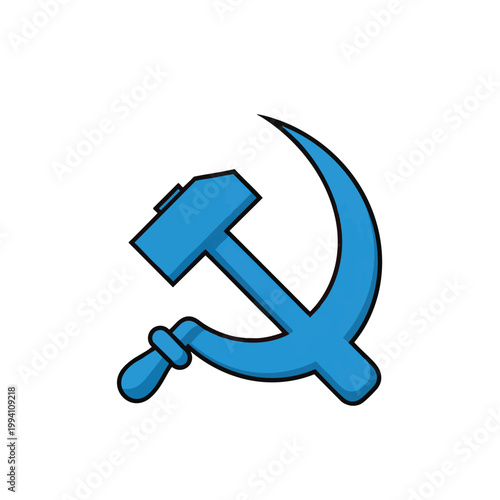 Blue hammer and sickle symbol illustration.