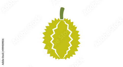 Simple Cartoon Illustration of a Spiky Durian Fruit.