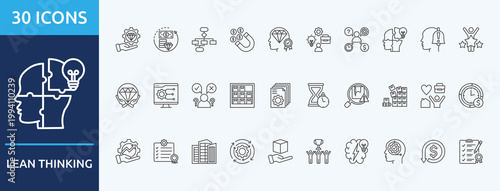 lean thinking- Icon Collection. Thin outline Set contains such Icons as value stream, flow, pull, perfection and more. Simple web icons set
