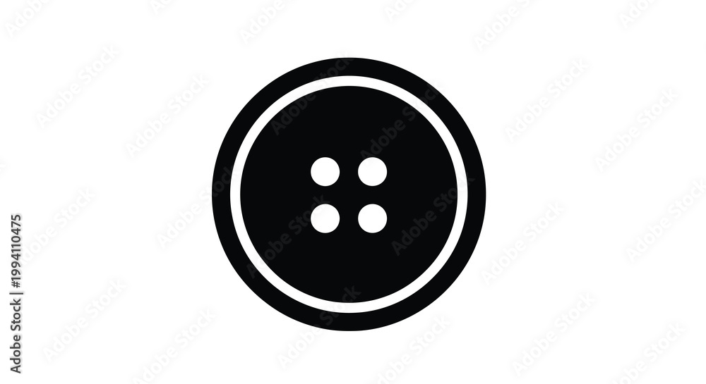 Obraz premium Simple black button with four holes a striking silhouette