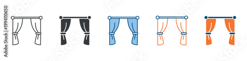 Curtain Icon Set Multiple Style Collection