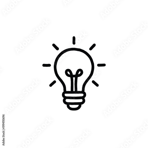 Lightbulb Hint Monoline Doodle Icon