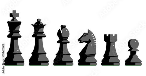 チェス　駒　全部　黒　ポーン　ナイト　ビショップ　ルーク　クイーン　キング