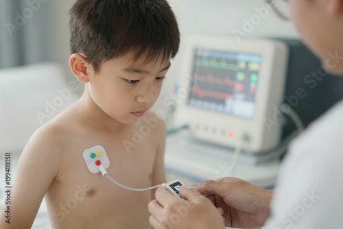 doctor examining little boy