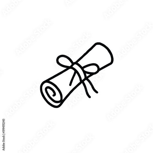 Rolled Diploma Scroll Doodle Icon