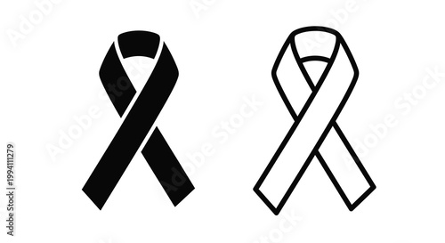 Two ribbon awareness symbols one dark and one light silhouette