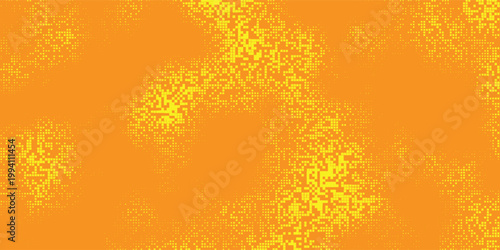 Dynamic golden pixel bursts swirl across a vibrant orange backdrop with fast vortex motion and bold visual energy, dynamic background