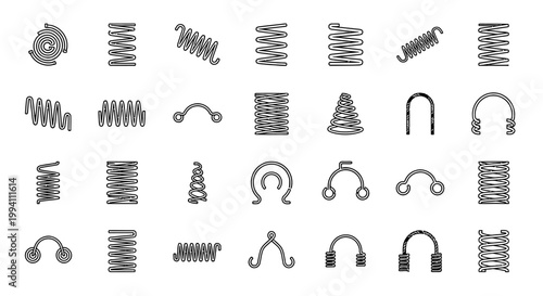 collection of various metal springs and coils diverse spring types