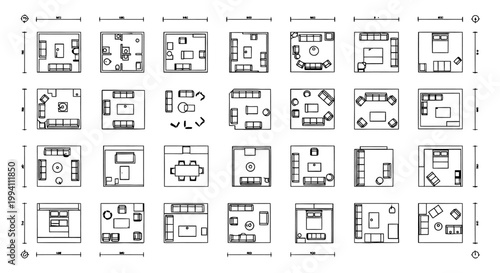 comprehensive top view architectural furniture symbols set for interior design floor plans aiding in effective space planning