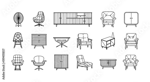 modern furniture icons interior design architectural symbols for detailed floor plans and home staging vector collection.