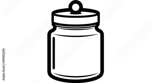 Simple closed glass jar container.