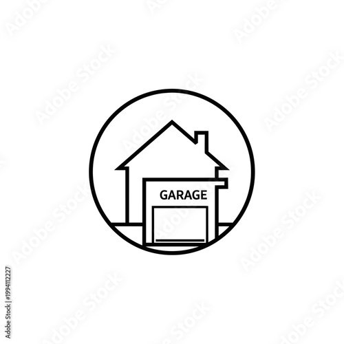 Simple line drawing of a garage.