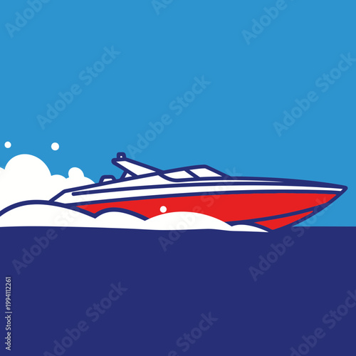 Speedboat on the water surface.