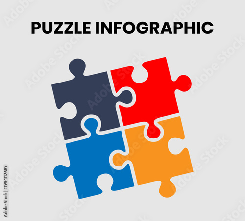 Puzzle infographic option templates with puzzle sections for presentations, advertising, layouts, annual reports