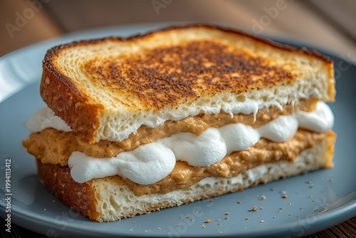 toasted fluffernutter sandwich on a plate