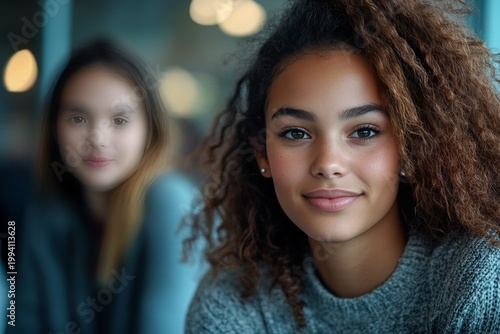 Two Diverse Young Women, Close-Up Portrait