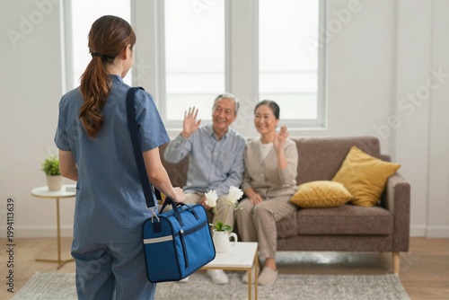 senior couple sitting on sofa with laptop computer