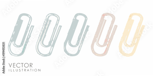 Colorful paperclips in a row against a plain white background