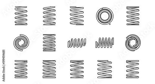 collection of different types of springs including coil and spiral designs