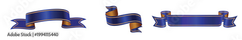 Konstfotografi Blue ribbon set with gold edging