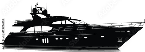 Large luxury yacht silhouette with multiple decks and windows