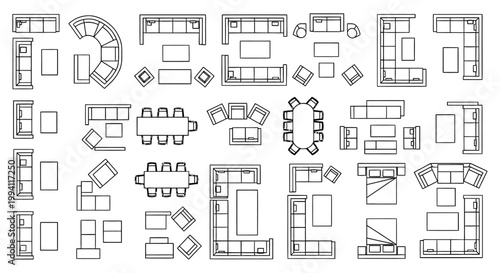 top view architectural furniture symbols vector icons for interior design and floor plans perfect for home decor projects.