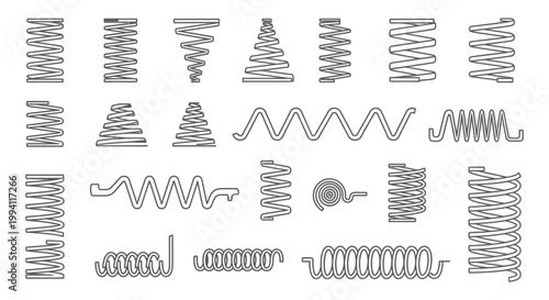 collection of different types of springs and coils schematic drawing