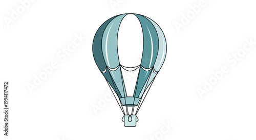 Blue and white striped hot air balloon illustration.