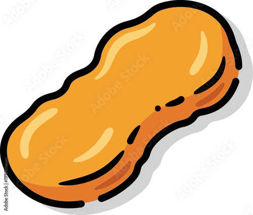 Single piece of crispy breaded chicken nugget vector illustration