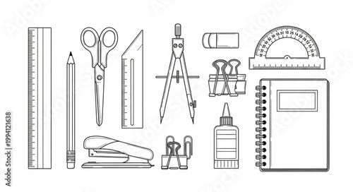 Collection of Stationery and Drawing Tools.